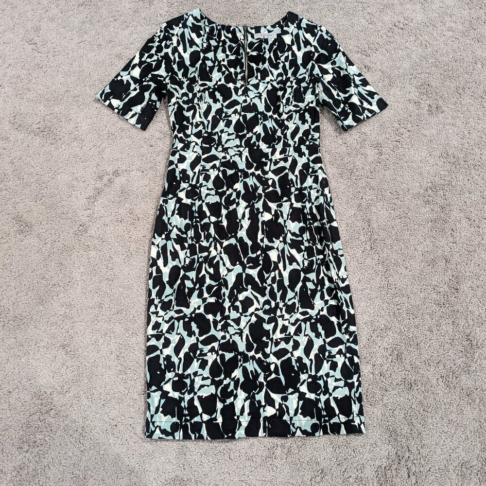 Great Plains London Dress Size‎ Small Black Blue White Short Sleeve Sheath